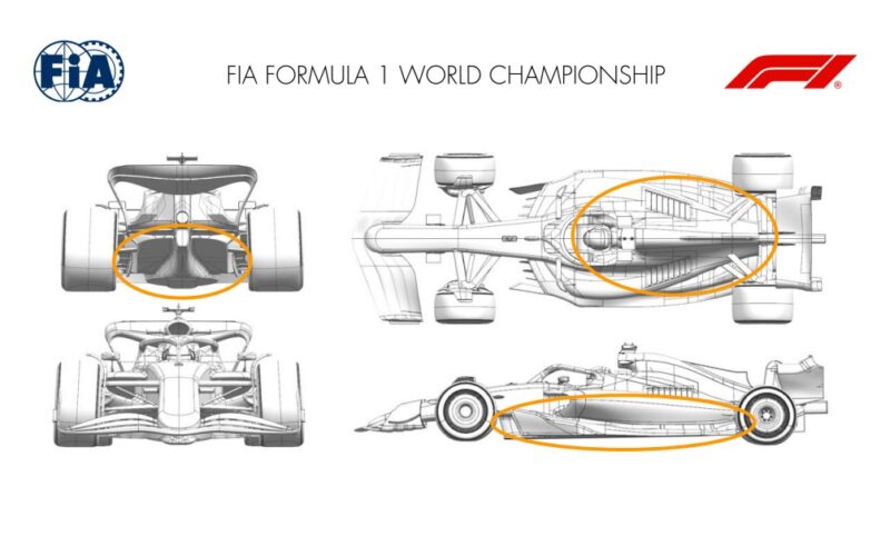 a drawing of the front and rear wheels of a racing car