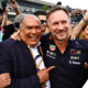 MEXICO CITY, MEXICO - OCTOBER 30: Red Bull Racing Team Principal Christian Horner and Antonio Perez Garibay celebrate in parc ferme during the F1 Grand Prix of Mexico at Autodromo Hermanos Rodriguez on October 30, 2022 in Mexico City, Mexico.