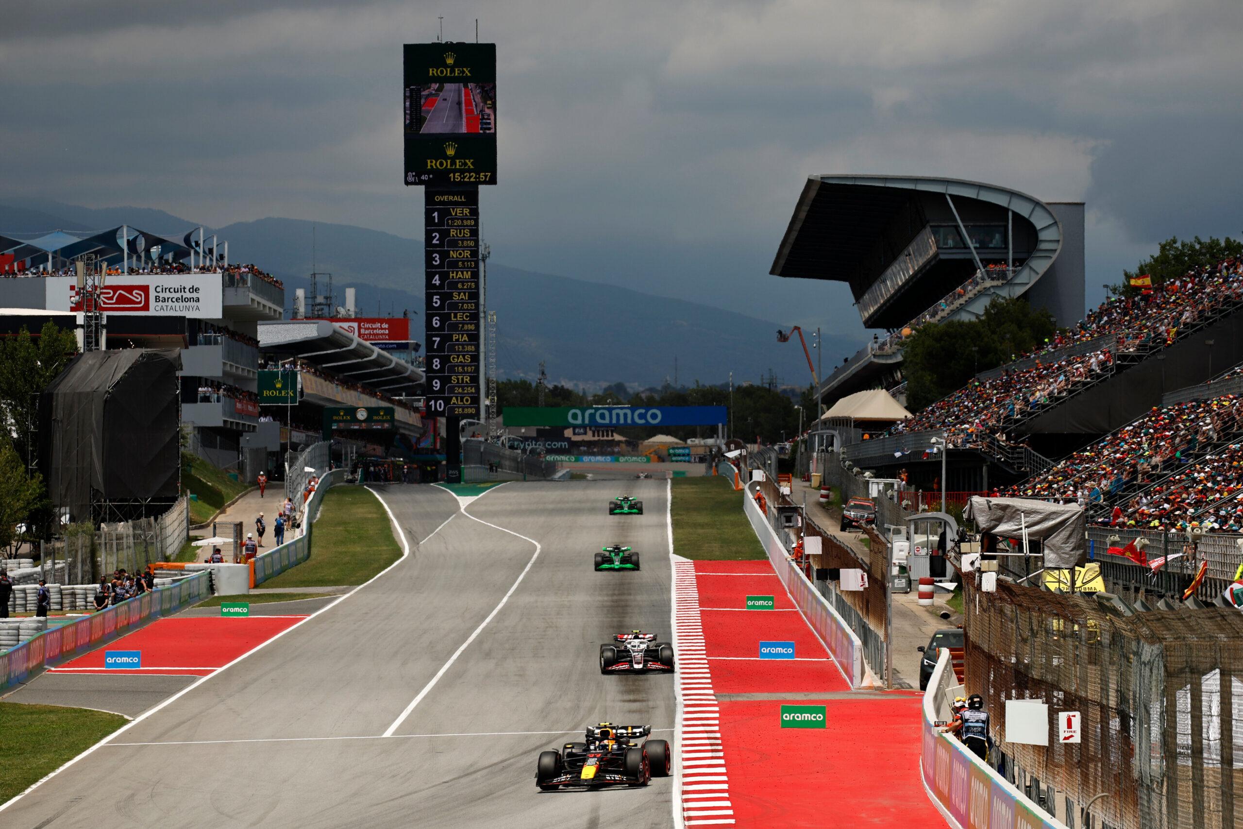 a race track with cars driving on it